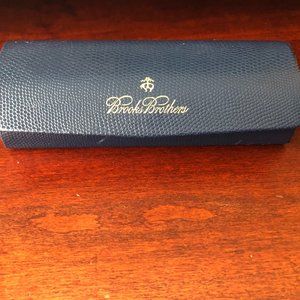 BROOKS BROTHERS-Black Leather Hard Shell Eyeglass Case